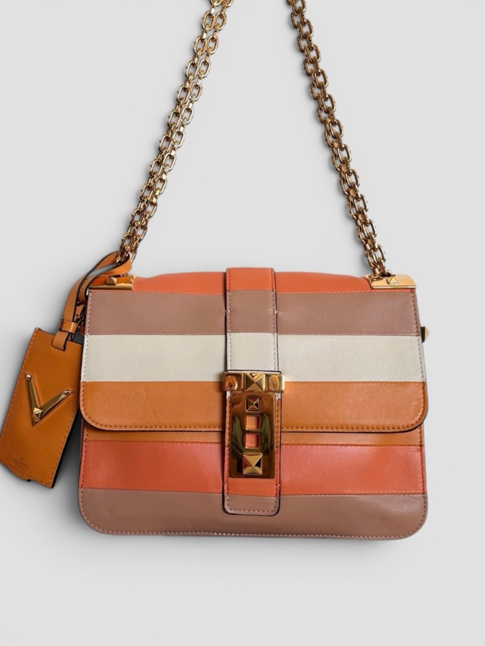 Valentino Garavani Rockstud Striped Shoulder Bag